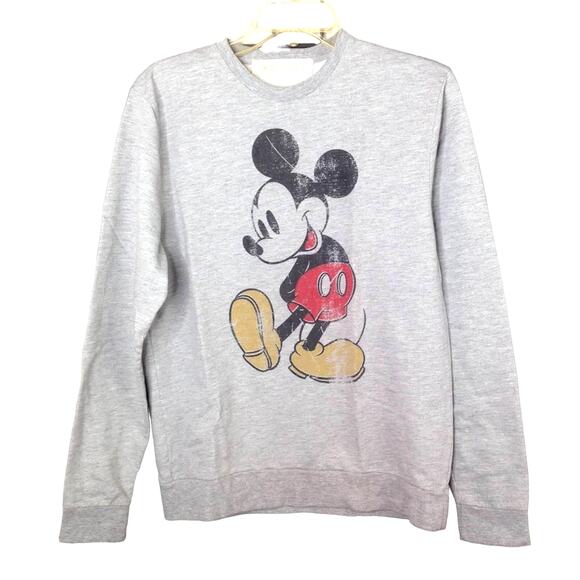 Disney Ink & Paint  Topman Mickey Mouse Long Sleeve Sweatshirt Gray Small - Picture 1 of 7